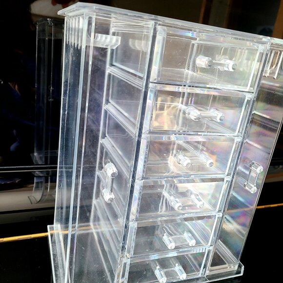 Large acrylic jewelry organizer with 6 drawers and necklaces holders. - Picture 3 of 6